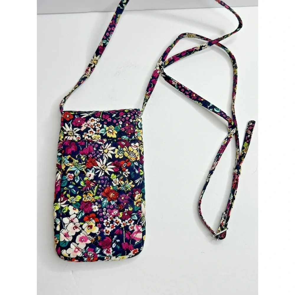 Vera Bradley Itsy Ditsy Floral Crossbody Cell Phone Purse 7.5x4‎ Cotton EUC